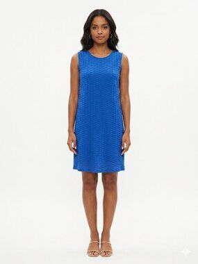 Blue Textured Sleeveless Dress Size L